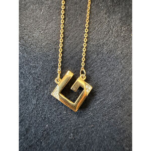 Vintage GIVENCHY Paris New York Rhinestone G Logo Necklace